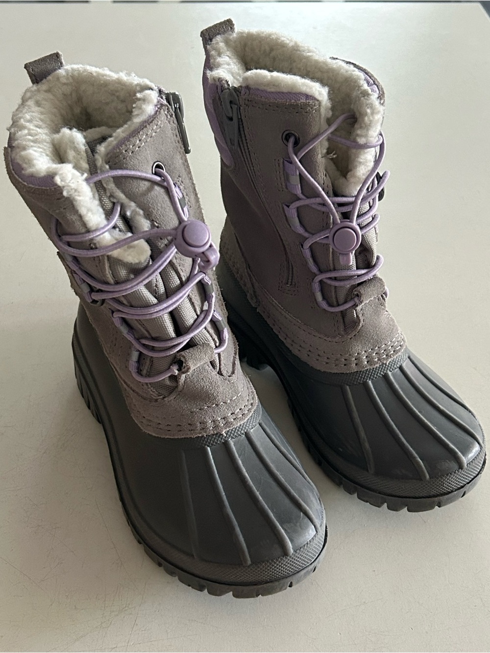 Lands' End Winter Snow Boots in Gray and Lavender | 12 girls
